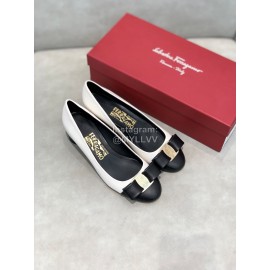 Salvatore Ferragamo Fashion Color Matching Sheepskin High Heels For Women White