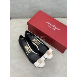 Salvatore Ferragamo Fashion Color Matching Sheepskin High Heels For Women Black