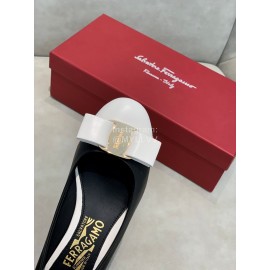 Salvatore Ferragamo Fashion Color Matching Sheepskin High Heels For Women Black