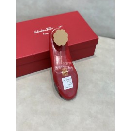Salvatore Ferragamo Fashion Sheepskin Thick High Heels For Women Red