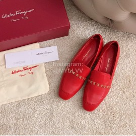 Salvatore Ferragamo Retro Soft Napa Leather Chain High Heels For Women Red