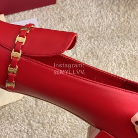 Salvatore Ferragamo Retro Soft Napa Leather Chain High Heels For Women Red
