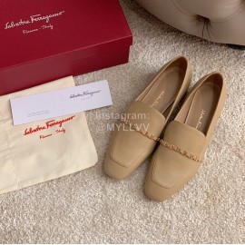 Salvatore Ferragamo Retro Soft Napa Leather Chain High Heels For Women Brown