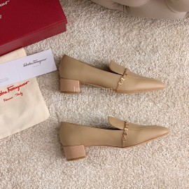 Salvatore Ferragamo Retro Soft Napa Leather Chain High Heels For Women Brown