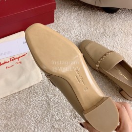 Salvatore Ferragamo Retro Soft Napa Leather Chain High Heels For Women Brown