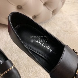 Salvatore Ferragamo Retro Soft Napa Leather Chain High Heels For Women Black