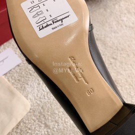 Salvatore Ferragamo Retro Soft Napa Leather Chain High Heels For Women Black