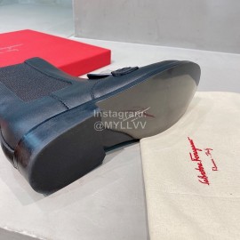 Salvatore Ferragamo Retro Leather Short Boots For Women Black