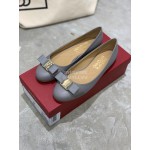 Salvatore Ferragamo Classic Bow Calf Shoes For Women Blue