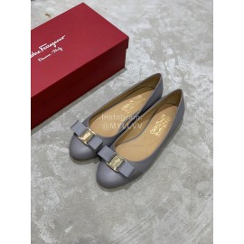 Salvatore Ferragamo Classic Bow Calf Shoes For Women Blue