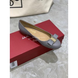 Salvatore Ferragamo Classic Bow Calf Shoes For Women Blue