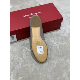 Salvatore Ferragamo Classic Bow Calf Shoes For Women Blue