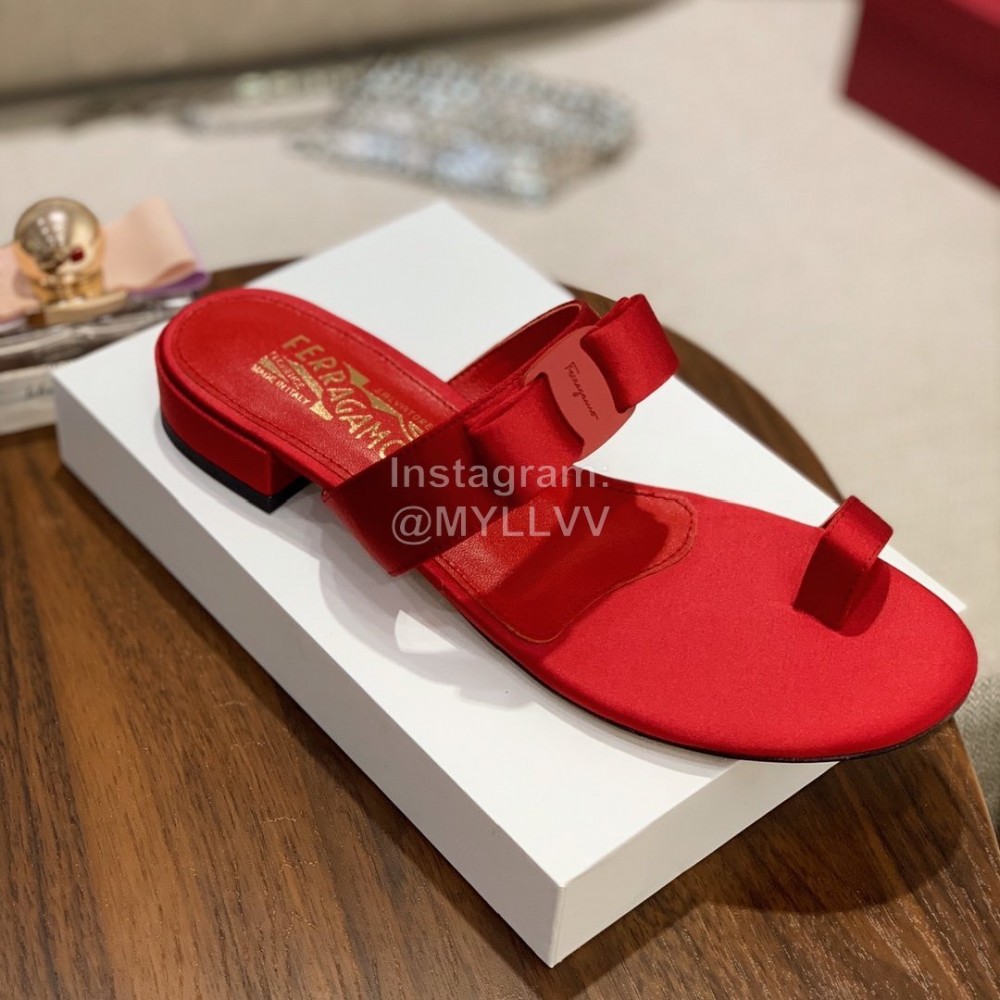 Salvatore Ferragamo Summer Sweet Bow Sandals For Women Red