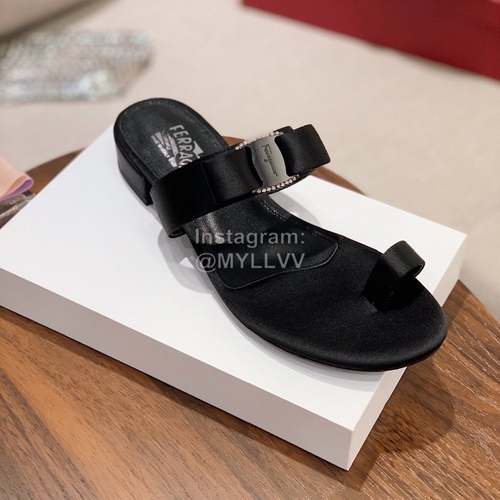 Salvatore Ferragamo Summer Sweet Bow Sandals For Women Black