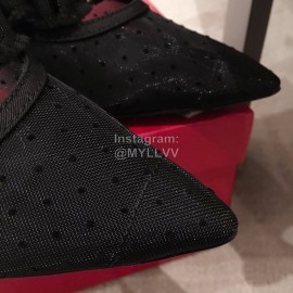 Salvatore Ferragamo Spring Mesh Bow Pointed High Heel Sandals For Women Black