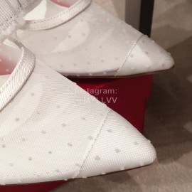 Salvatore Ferragamo Spring Mesh Bow Pointed High Heel Sandals For Women White