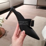 Salvatore Ferragamo Spring Leather Bow Pointed High Heel Sandals For Women Black