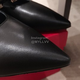 Salvatore Ferragamo Spring Leather Bow Pointed High Heel Sandals For Women Black