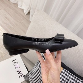 Salvatore Ferragamo Spring Sheepskin Bow Pointed Shoes For Women Black