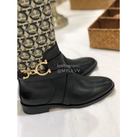 Ferragamo Fashion Gancini Buckle Cowhide Long Boots For Women