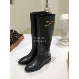 Ferragamo Fashion Gancini Buckle Cowhide Long Boots For Women Black