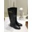 Ferragamo Fashion Gancini Buckle Cowhide Long Boots For Women Black