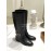 Ferragamo Fashion Gancini Buckle Cowhide Long Boots Black For Women