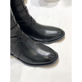 Ferragamo Fashion Gancini Buckle Cowhide Long Boots Black For Women