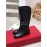 Ferragamo Fashion Cowhide Long Boots For Women Black