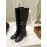 Ferragamo Fashion Gancini Buckle Black Cowhide Long Boots For Women 