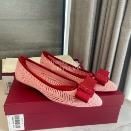 Ferragamo Fashion New Viva Bow Ballet Shoes For Women Red