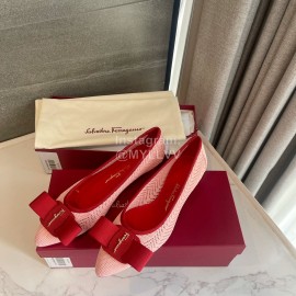 Ferragamo Fashion New Viva Bow Ballet Shoes For Women Red
