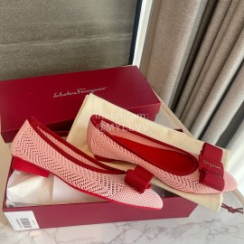 Ferragamo Fashion New Viva Bow Ballet Shoes For Women Red