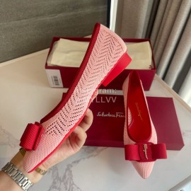 Ferragamo Fashion New Viva Bow Ballet Shoes For Women Red