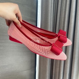 Ferragamo Fashion New Viva Bow Ballet Shoes For Women Red