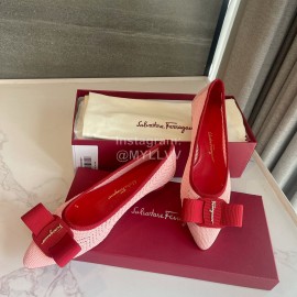 Ferragamo Fashion New Viva Bow Ballet Shoes For Women Red