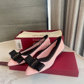 Ferragamo Fashion New Viva Bow Ballet Shoes For Women Pink