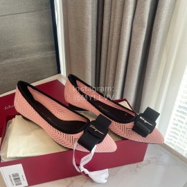Ferragamo Fashion New Viva Bow Ballet Shoes For Women Pink