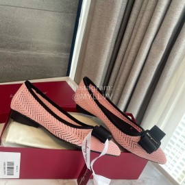 Ferragamo Fashion New Viva Bow Ballet Shoes For Women Pink