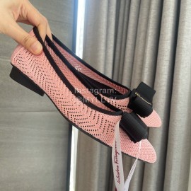 Ferragamo Fashion New Viva Bow Ballet Shoes For Women Pink