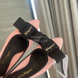 Ferragamo Fashion New Viva Bow Ballet Shoes For Women Pink