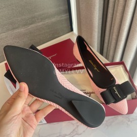 Ferragamo Fashion New Viva Bow Ballet Shoes For Women Pink