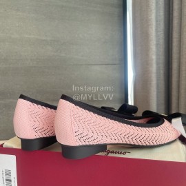 Ferragamo Fashion New Viva Bow Ballet Shoes For Women Pink