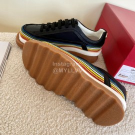 Ferragamo Soft Calf Leather Thick Soled Casual Shoes For Women Black