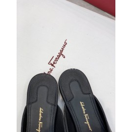 Ferragamo Fashion Cowhide Bow Sandals For Women Black