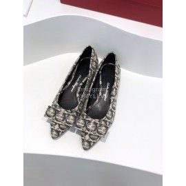 Ferragamo Viva Bow Sheepskin Pointed Ballet Shoes For Women 