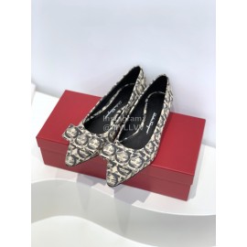 Ferragamo Viva Bow Sheepskin Pointed Ballet Shoes For Women 