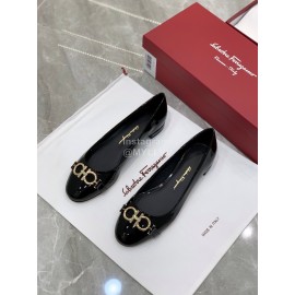 Ferragamo New Gancini Buckle Patent Leather High Heels For Women Black