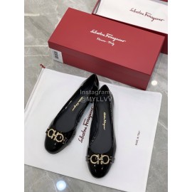 Ferragamo New Gancini Buckle Patent Leather High Heels For Women Black