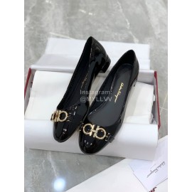 Ferragamo New Gancini Buckle Patent Leather High Heels For Women Black